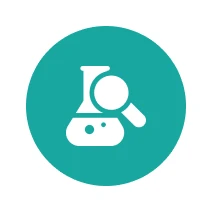 Laboratory symbol in teal circle