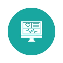Heartbeat and data on computer screen