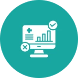 Medical data on computer screen icon