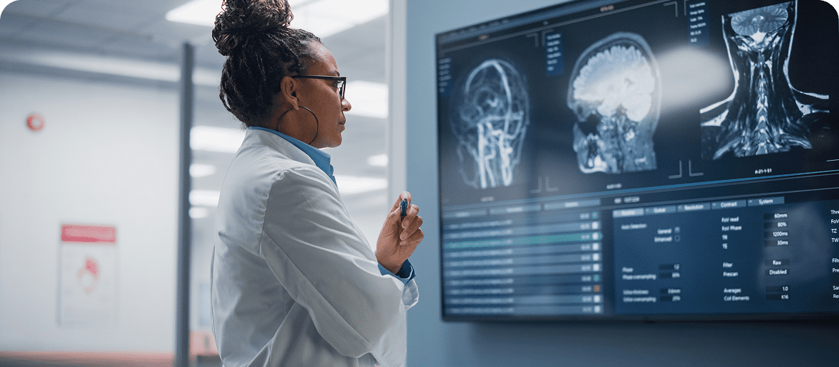 Medical professional reviewing MRI results