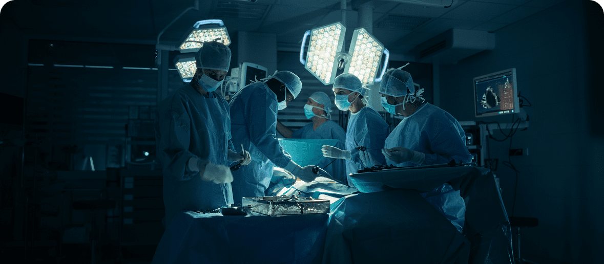 Surgical team performing an operation